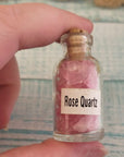 Rose Quartz Crystal Chips Chips in Glass Bottle | Color Enhanced