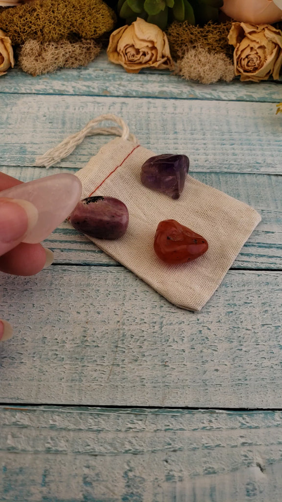 Romantic Love - Set of Four Tumbled Stones with Pouch - Video