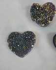 Titanium Rainbow Aura Quartz Crystal Druzy Heart Shaped Carving - 3