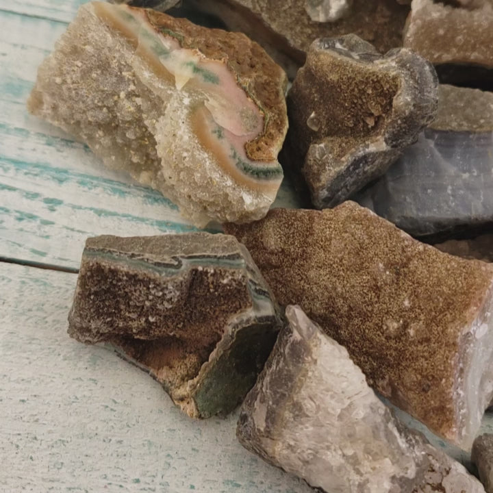 Raw Stones Mix - Quartz & Agate in Matrix - 1.4 Pound Lot - Video