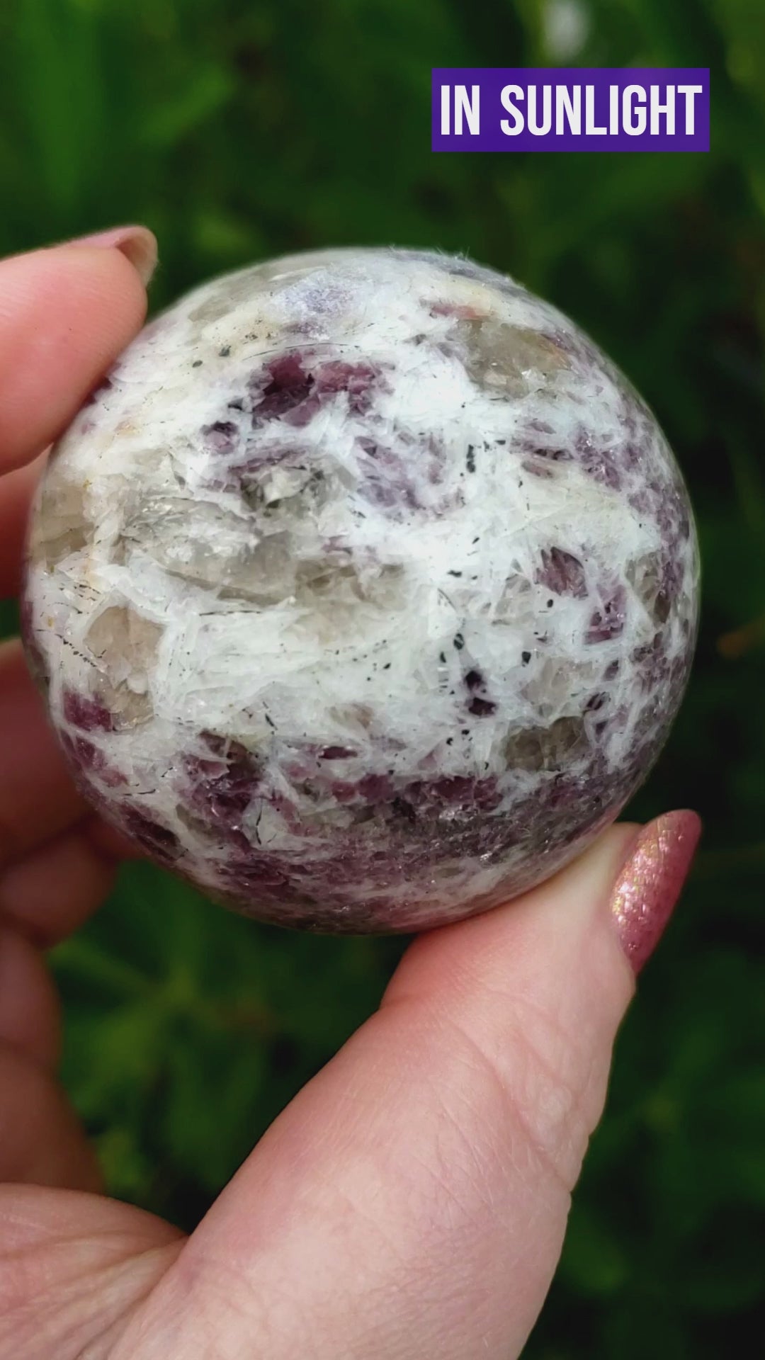 Unique Lepidolite in Milky Quartz Crystal Sphere Natural Gemstone Orb | 51mm | Kuebiko - 7