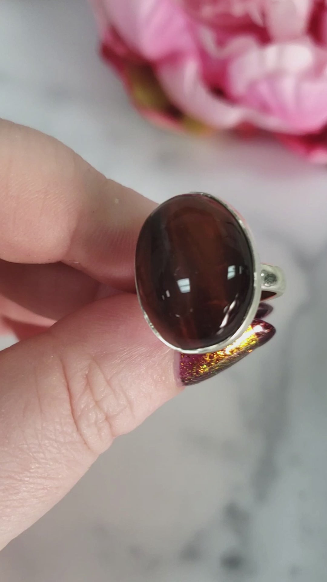 Unique Red Tigers Eye Stone Natural Gemstone 925 Sterling Silver Ring - Myrtle | Size 5 - 5