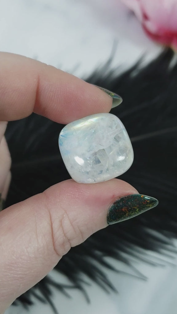 Unique 28 Carat Flashy Rainbow Moonstone Cabochon Natural High Quality Crystal | Legend - 4