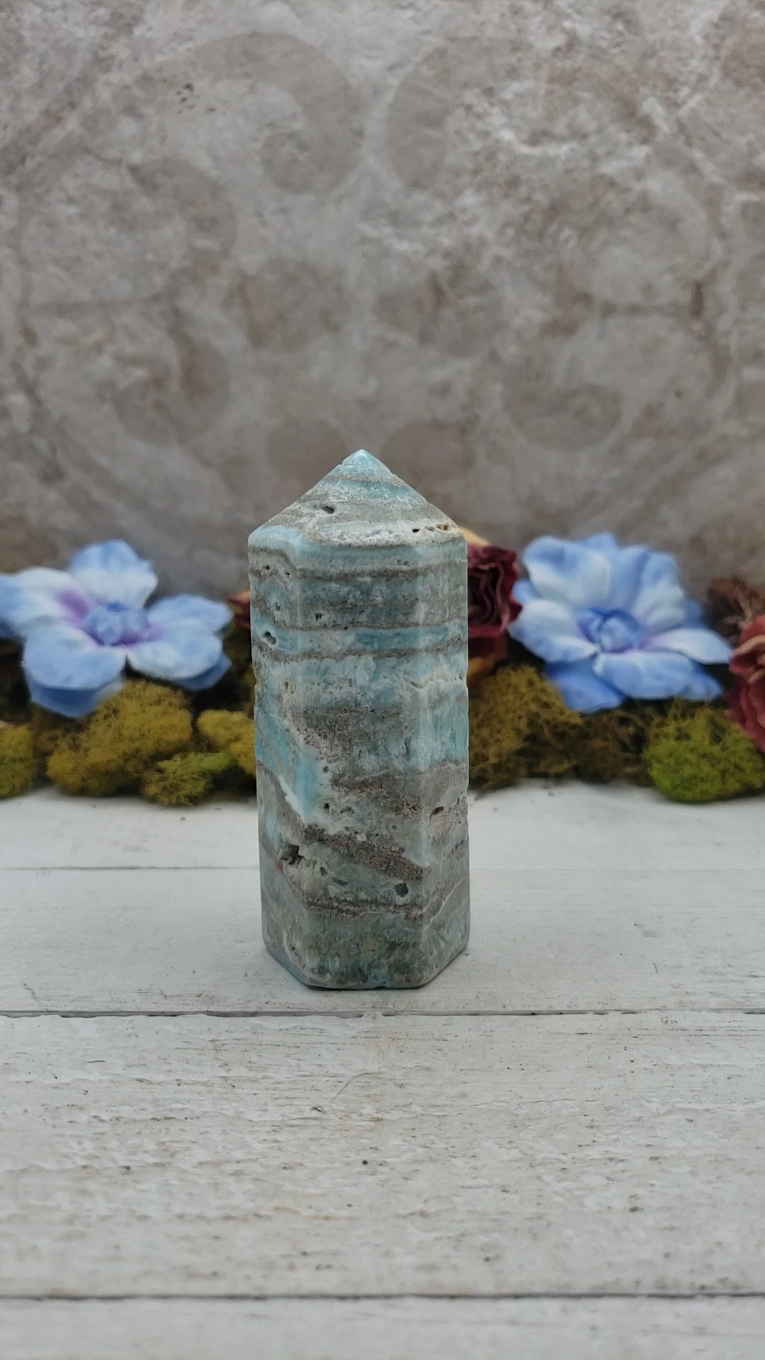 Unique Blue Aragonite Natural Crystal Tower - Gracie 1