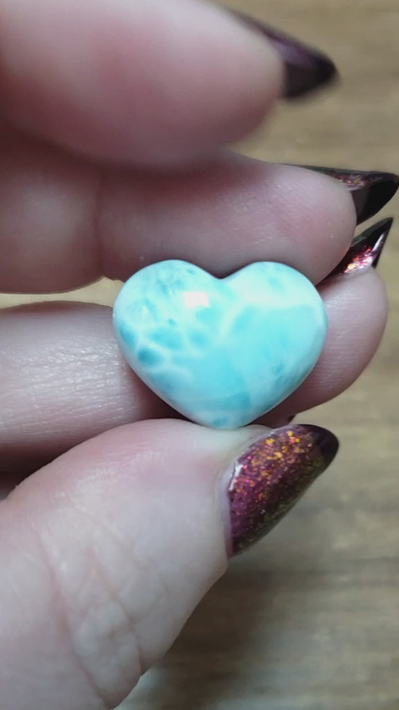 Unique High Quality Larimar Stone Heart Natural Gemstone Cabochon | Kennaz - 4