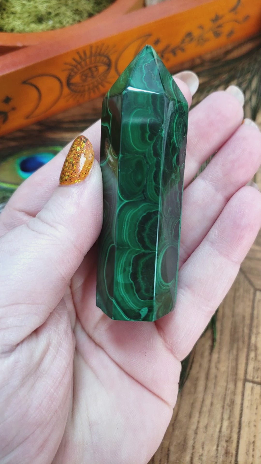 Unique Malachite Stone Natural Crystal Tower Point | Ahau - 8