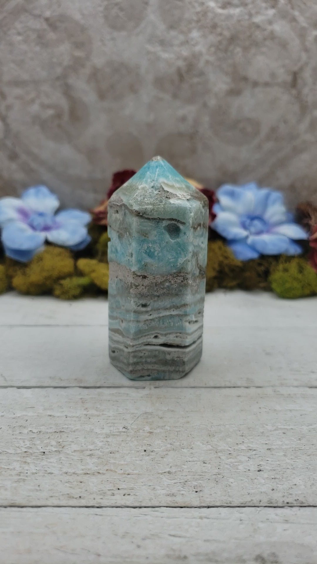 Unique Blue Aragonite Natural Crystal Tower - Gideon 11