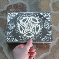 Pentacle Metal Covered Wooden Decorative Storage Box - 6.75 x 4.75 inches - Video