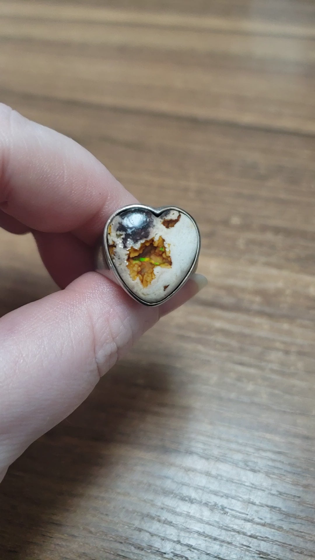 Mexican Opal Sterling Silver Boulder Ring - Myorka - Beautiful Fire Opal