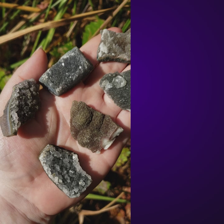 Natural Raw Black Quartz Crystal Clusters - 3 Ounce Bag - Video