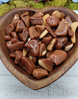 red opal crystals in heart bowl