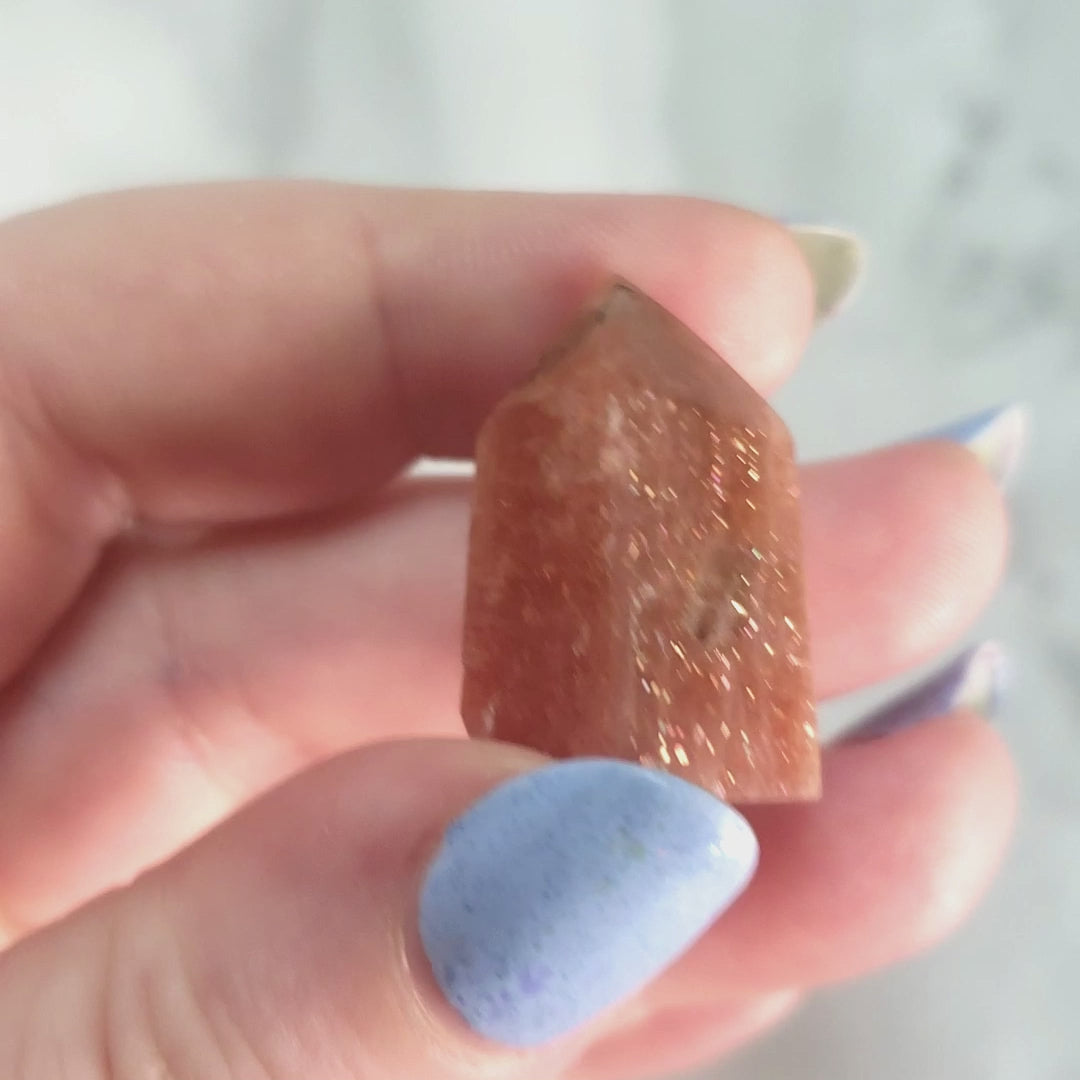 Unique MINI Confetti Sunstone Natural Crystal Tower Point - Mawu - Video