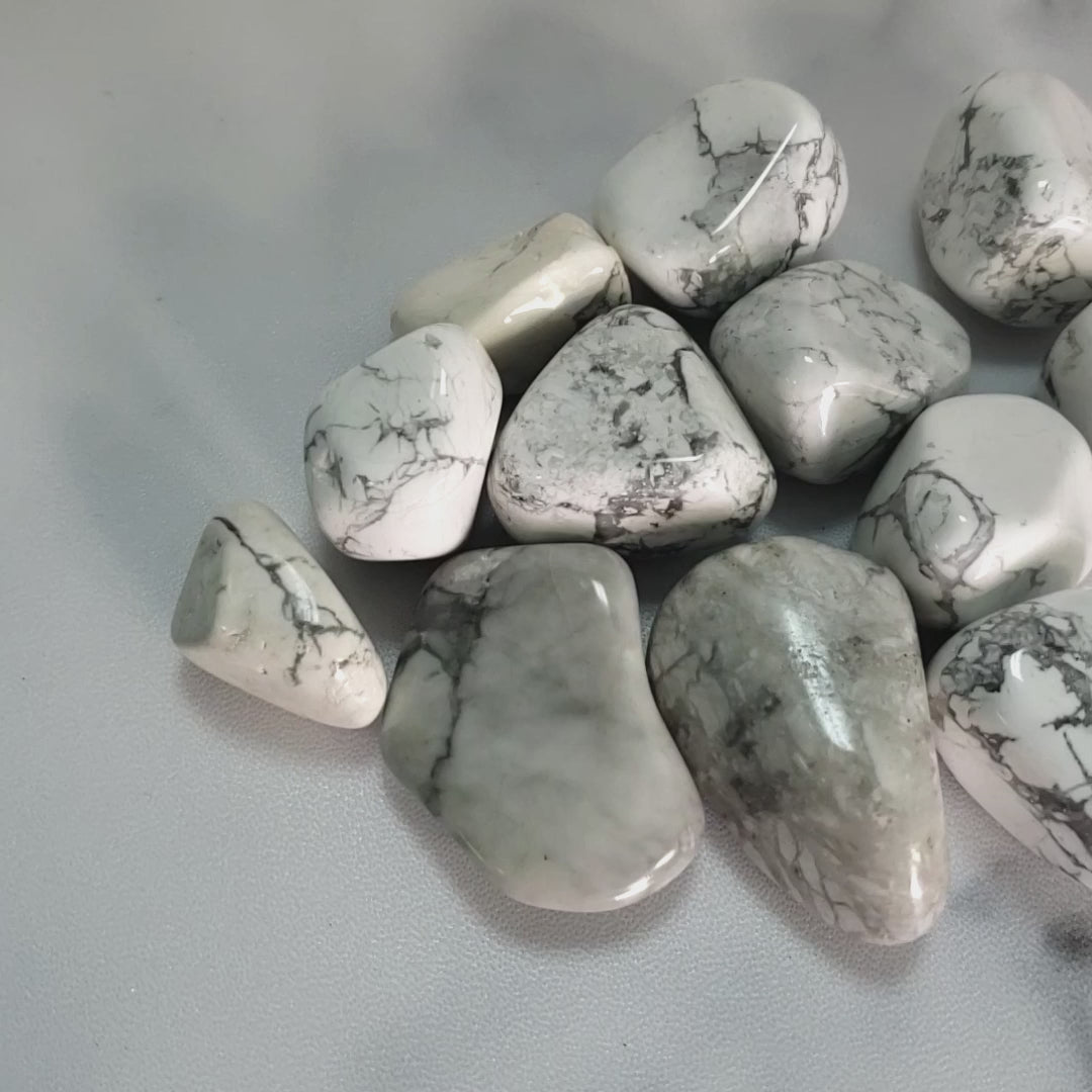 Howlite Natural Tumbled Stone - One Stone - Video