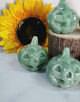 Green Aventurine Crystal Carving Natural Gemstone Jack-O-Lantern | Good Luck Pumpkin - Halloween Decor