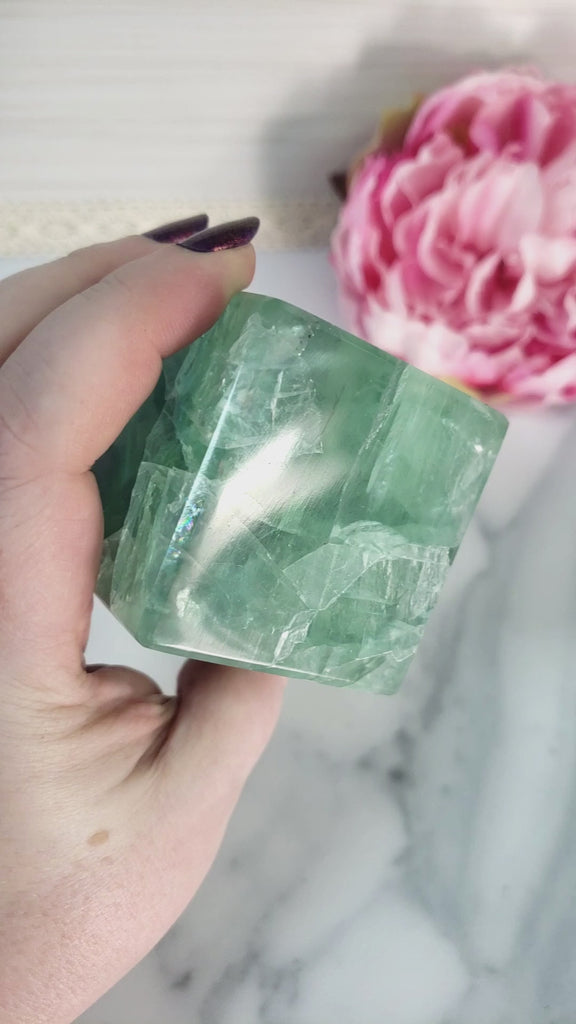 Unique Blue-Green Fluorite Crystal Cube Natural Gemstone | Animus - 3