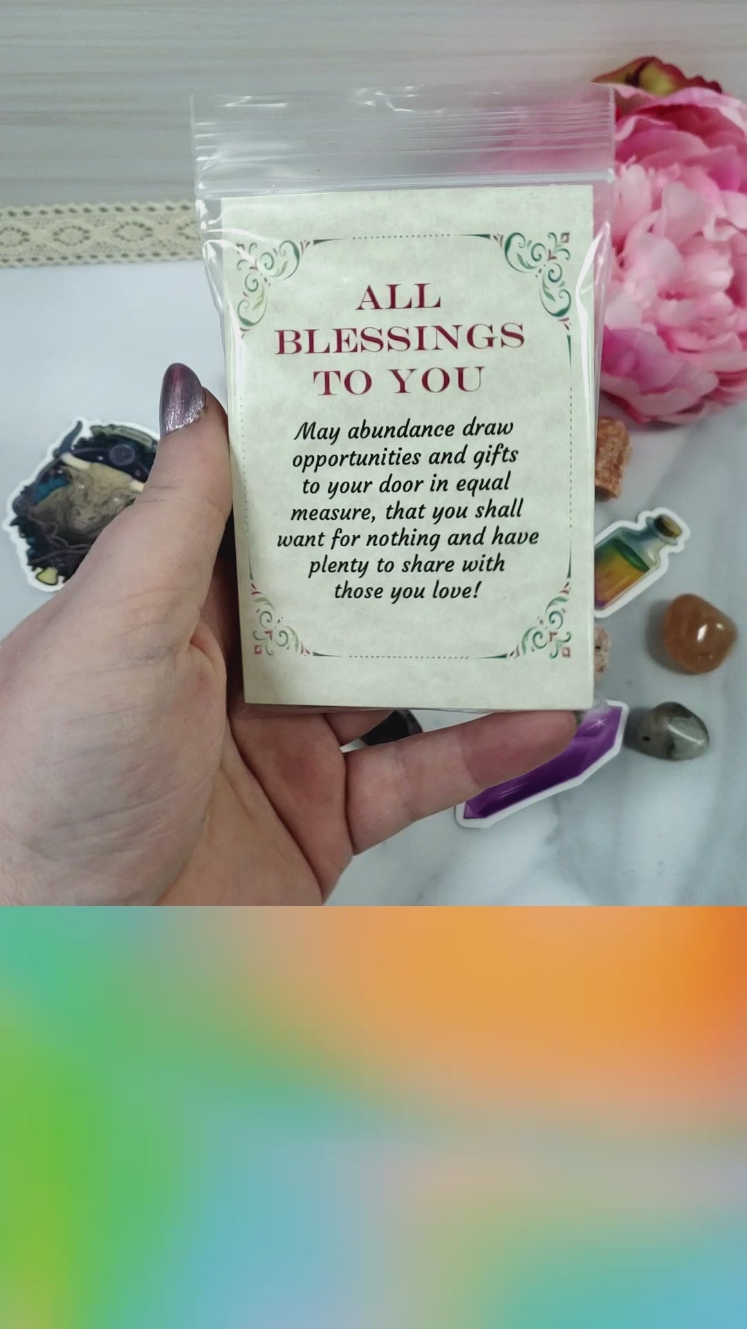 Blessing Treat Bag | Mystery Treat Blind Bag with Crystals, Stickers, & Blessing - 3