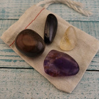 Psychic Protection - Set of Four Tumbled Stones with Pouch - Video
