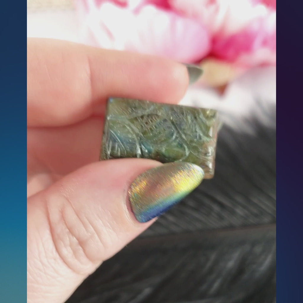 Unique 26 Carat Labradorite Cabochon Natural Gemstone Carving | Pine - 1