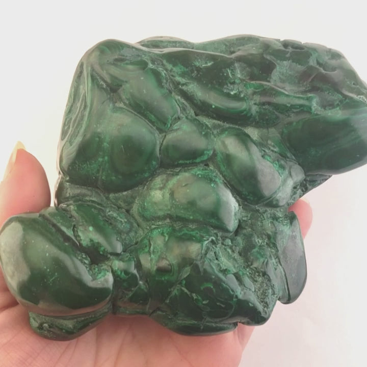 Unique Malachite Semi-Polished Freeform - Bolt - Video