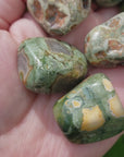 Green Rainforest Rhyolite Natural Tumbled Stone - One Stone - Video