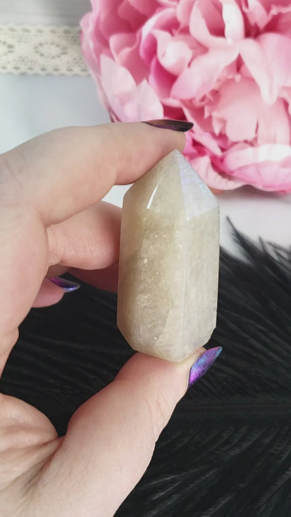 Unique Moonstone Crystal Tower Point Natural Gemstone Obelisk | Artemis - 3