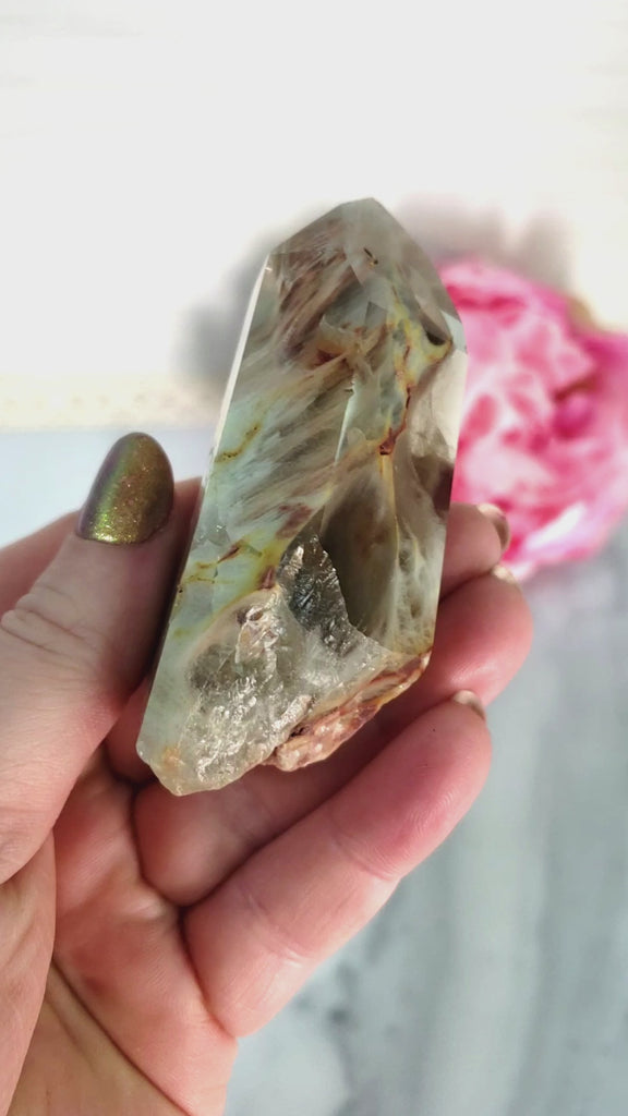 Unique Angel Phantom Quartz Amphibole Quartz Crystal Point Natural Gemstone Semi-Polished High Quality | Chamuel - 4