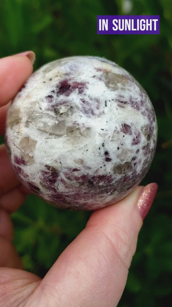 Lepidolite Stone in Milky Quartz Crystal Sphere Natural Gemstone Orb | 50mm - 55mm - 3