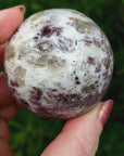 Lepidolite Stone in Milky Quartz Crystal Sphere Natural Gemstone Orb | 50mm - 55mm - 3