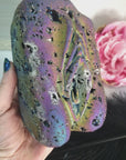 Unique Rainbow Aura Quartz & Pyrite Crystal Vulva Druzy Gemstone Vagina Sculpture | Lila - 2