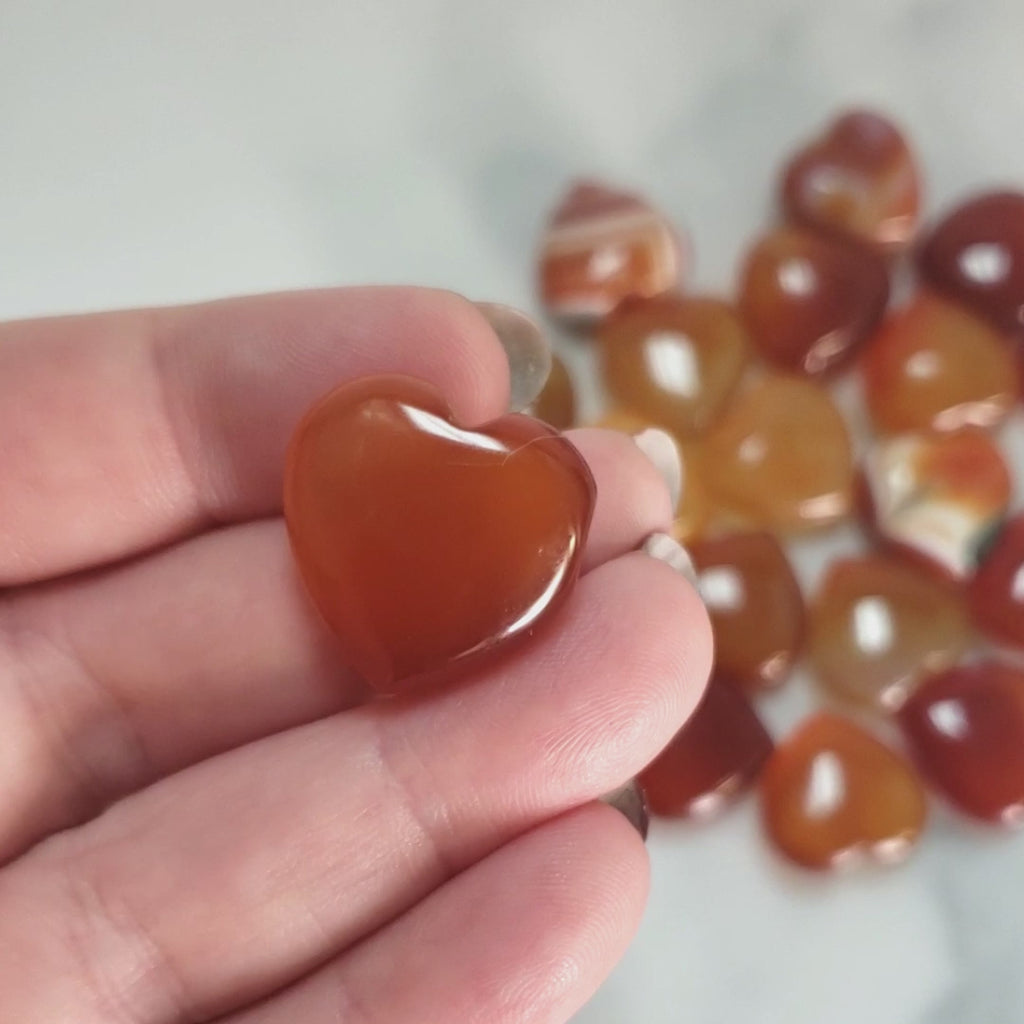 Carnelian Stone Natural Crystal Heart Mini Carving - Video