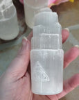 White Selenite Crystal Tower - Engraved with Triquetra - Video