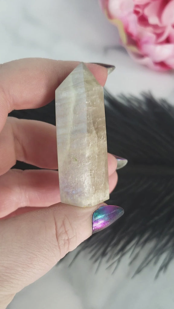 Unique Moonstone Crystal Tower Point High Quality Natural Gemstone Obelisk | Luna - 3