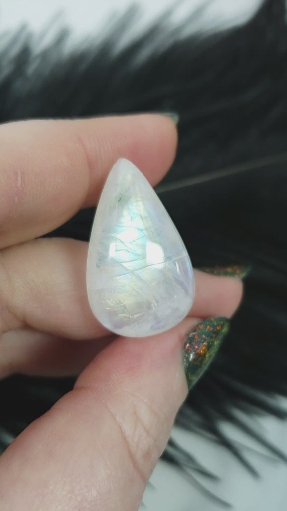 Unique 33 Carat Flashy Rainbow Moonstone Cabochon Natural High Quality Crystal | Myth - 2