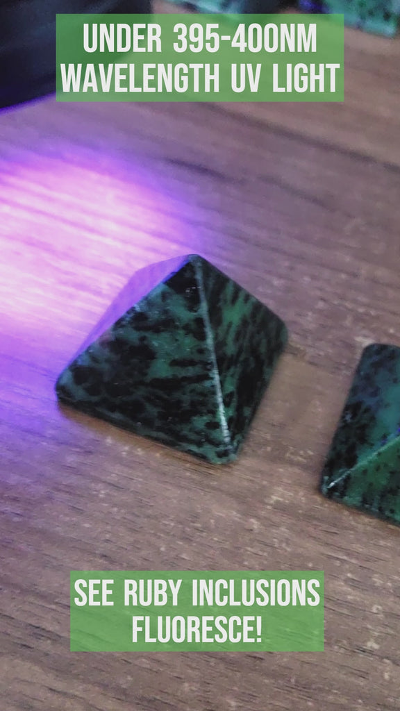 Ruby Zoisite Stone Natural Gemstone Crystal Pyramid | 30-35mm - Video