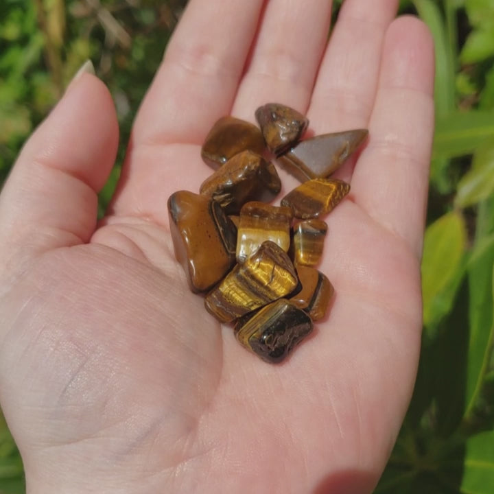 Freeform Tigers Eye Pebble Chips - By the Ounce - Video