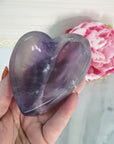 Unique Purple Fluorite Crystal Bowl Natural Gemstone Heart Shaped Bowl | Manawa - 2