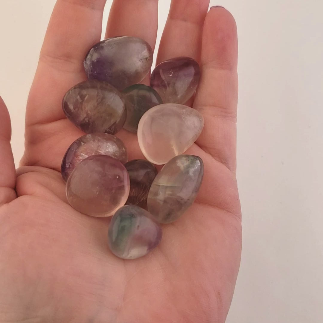 Ghost Pale Fluorite Crystal Natural Gemstone Tumbled Stone - Video