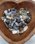 botswana agate crystals in heart-shaped bowl
