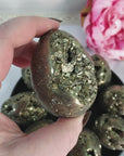 Pyrite Crystal Egg Natural Gemstone Carving with Natural Caverns | Multiple Sizes - 4