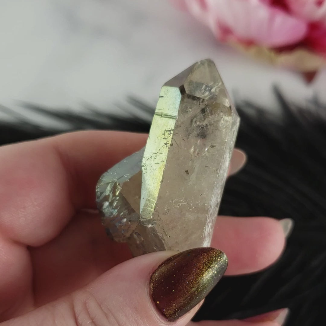 Unique Titanium Rainbow Aura Quartz Crystal Treated Gemstone | Megumi - 5