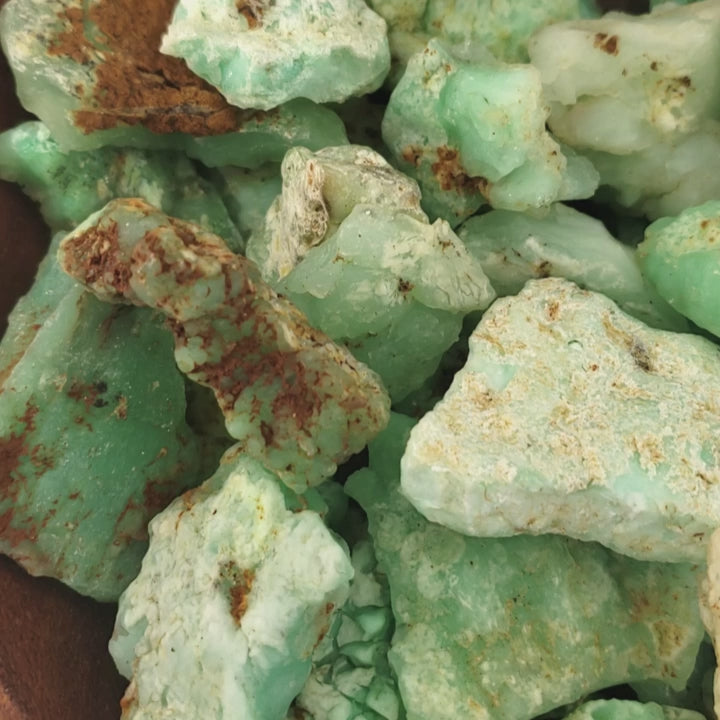 Chrysoprase Natural Raw Crystal Rough Gemstone - High Quality Small - Video