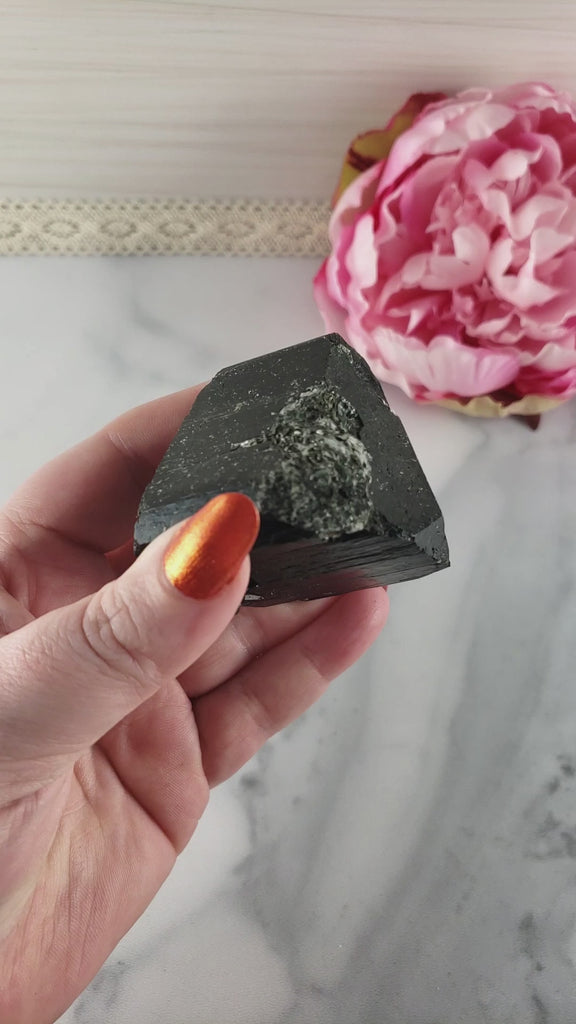 Unique Large Raw Black Tourmaline Crystal Natural Rough Gemstone | Triad - 6