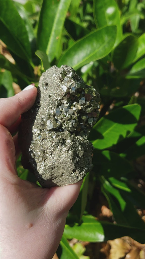 Unique Large Raw Pyrite Crystal Cluster Natural Gemstone - Eurylochus - Video