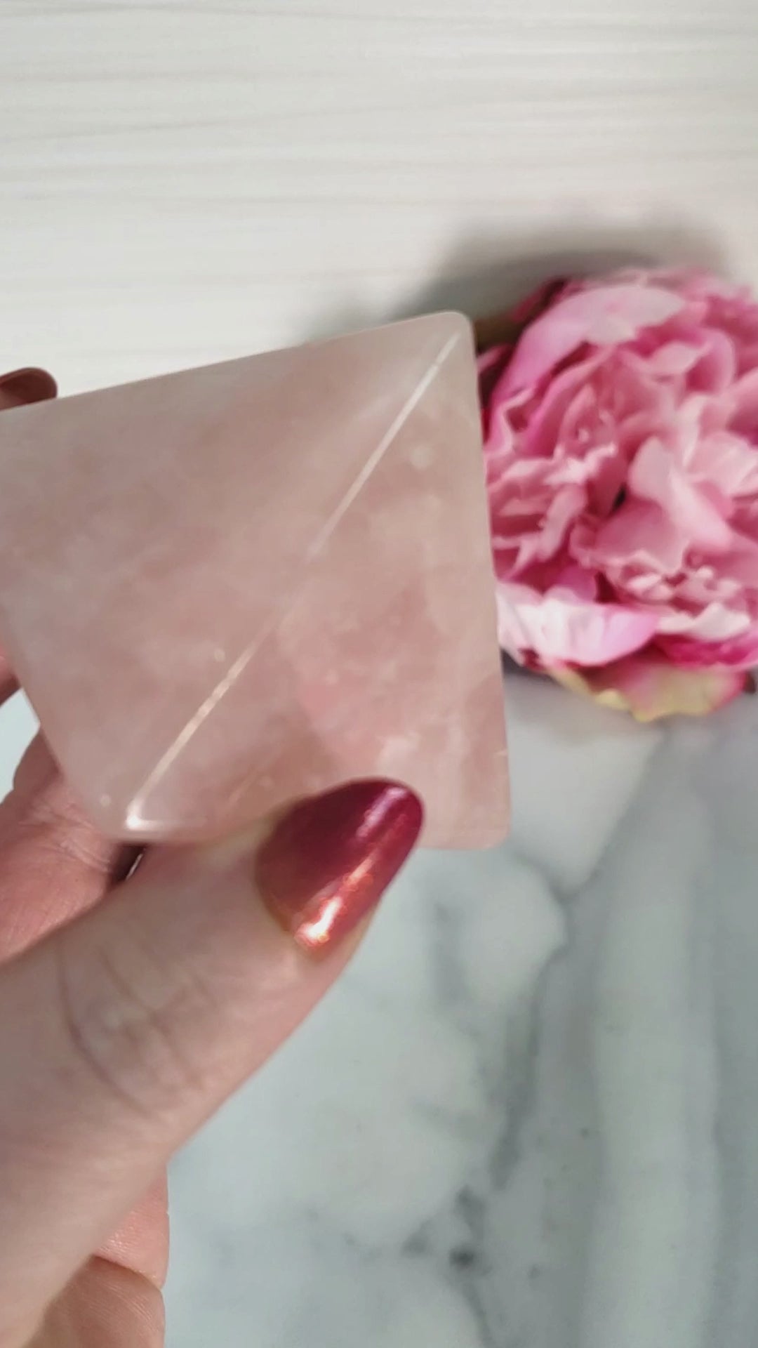 Unique Rose Quartz Natural Gemstone Crystal Pyramid | 2 Inch Base | Nurturing - 4