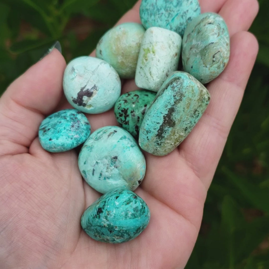 Peruvian Turquoise Natural Tumbled Stone - One Stone - Video
