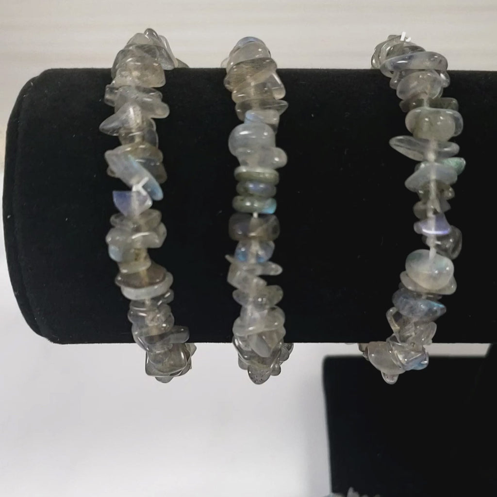 Labradorite Crystal Natural Gemstone Chip Bracelet - Video