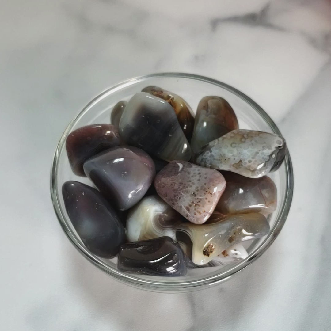 Botswana Agate Tumbled Gemstone - Single Stone - Video