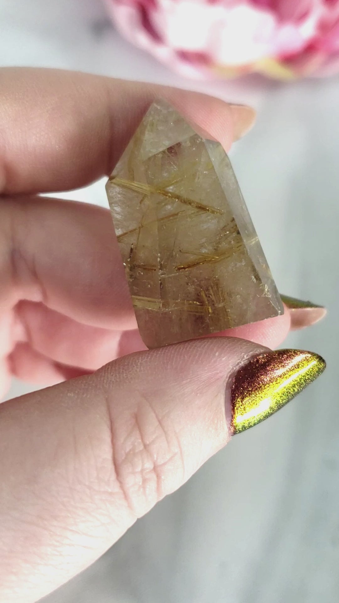 Unique Rutilated Quartz Crystal Tower Natural Gemstone Point | Astarte - 3