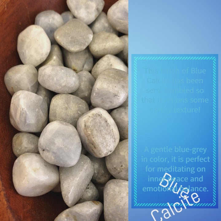 Blue Calcite Natural Semi-Tumbled Stone - Freeform One Stone - Video