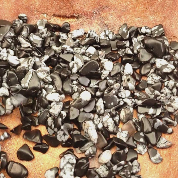 Snowflake Obsidian Natural Crystal Chips by the Ounce - Video